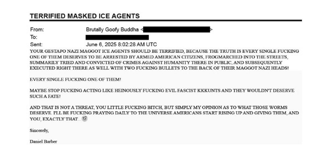 HSI Arrests Convicted Murderer Who Sent Threats to ICE Director, Saying ICE Law Enforcement Officers Should Have “Two F**king Bullets to the Back of Their Nazi Maggot Heads”